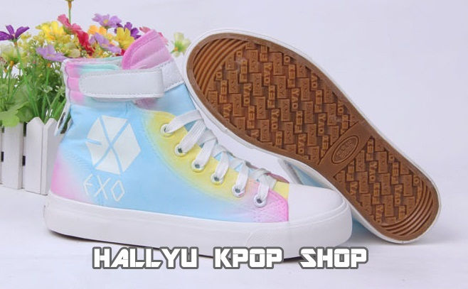 Thumbnail: EXO Pastel Strap High Top Canvas Shoes