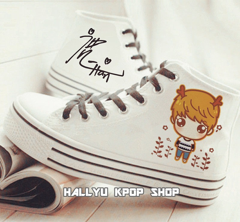Thumbnail: EXO White High Top Canvas Shoes