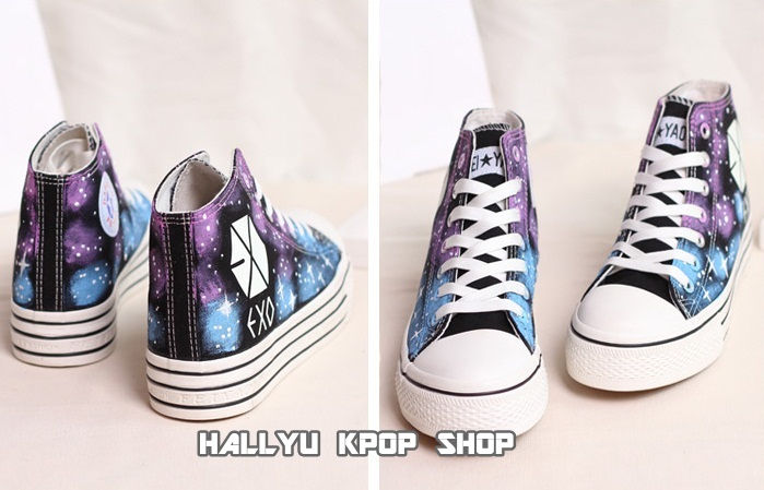 Thumbnail: EXO Violet Star High Top Canvas Shoes