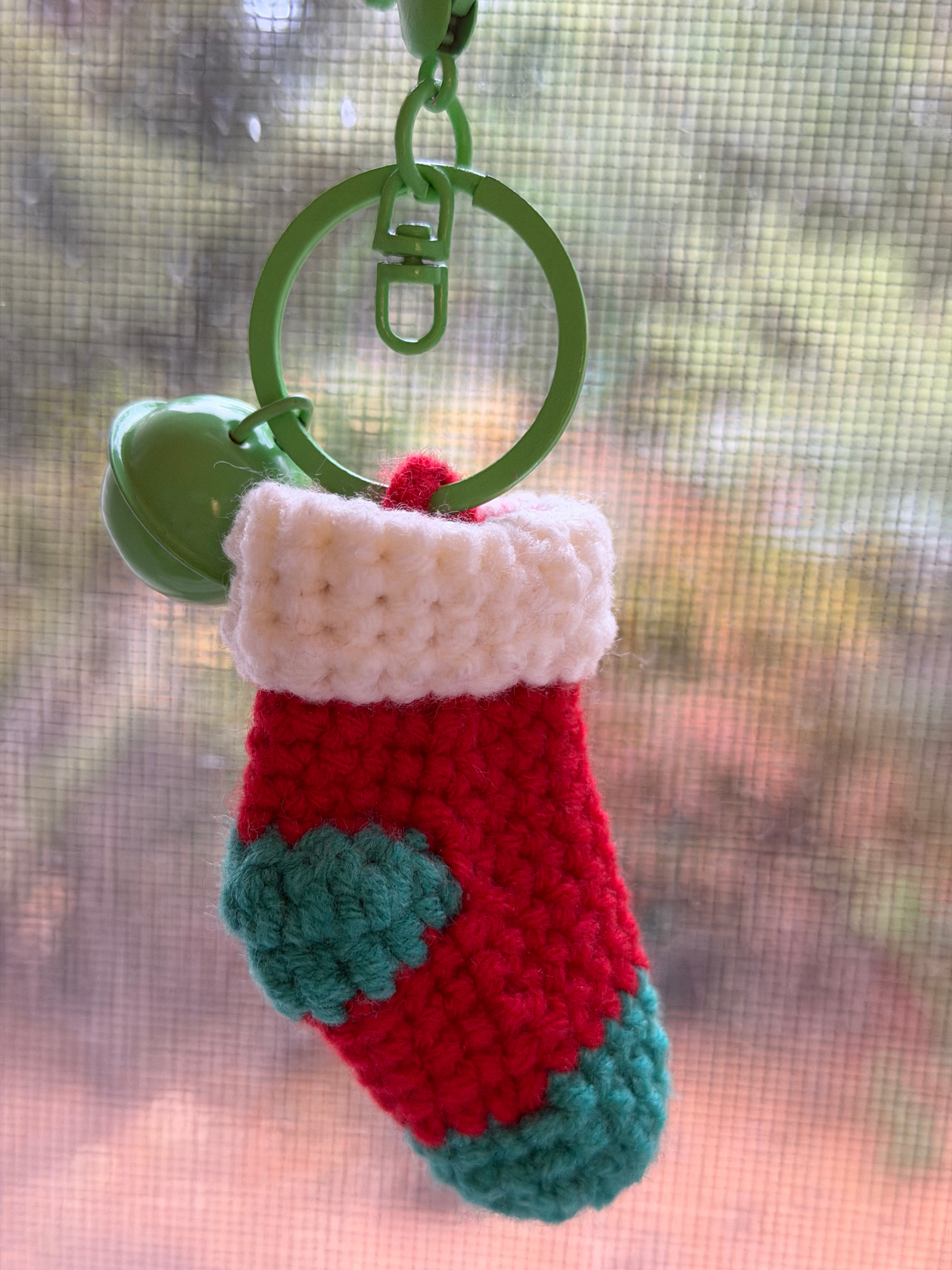 Handmade Crochet Christmas Stocking Keychain🧦🎄