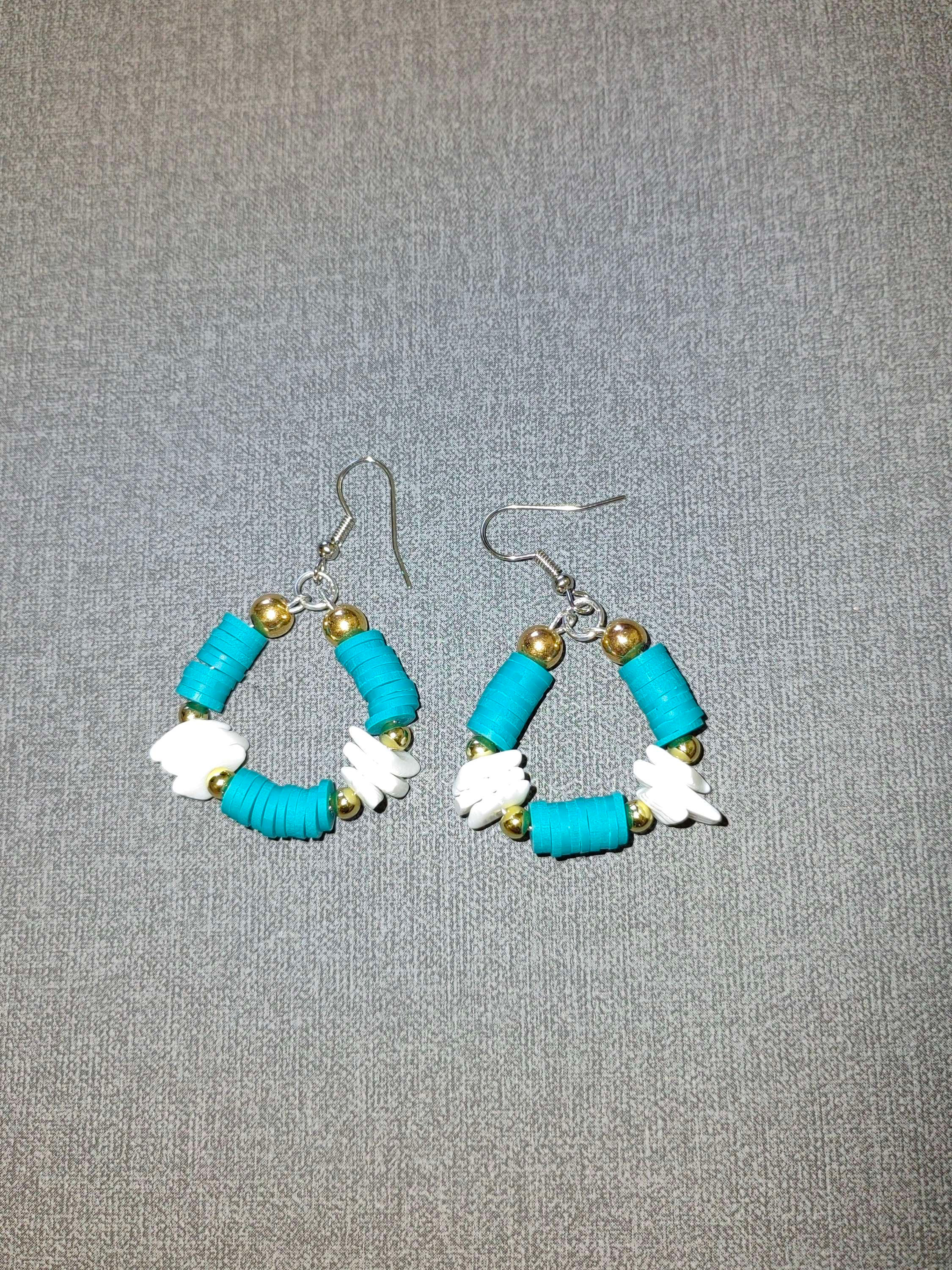 Earrings Beads Mint and White
