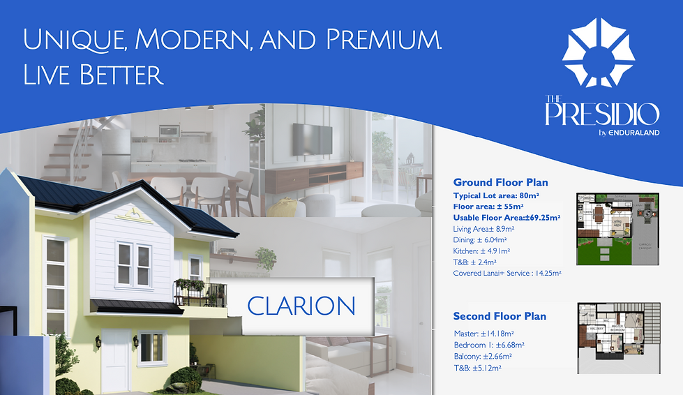 2 Bedroom Clarion Single Attach at Presidio by Enduraland in Tanza Cavite Houses in the Ph
