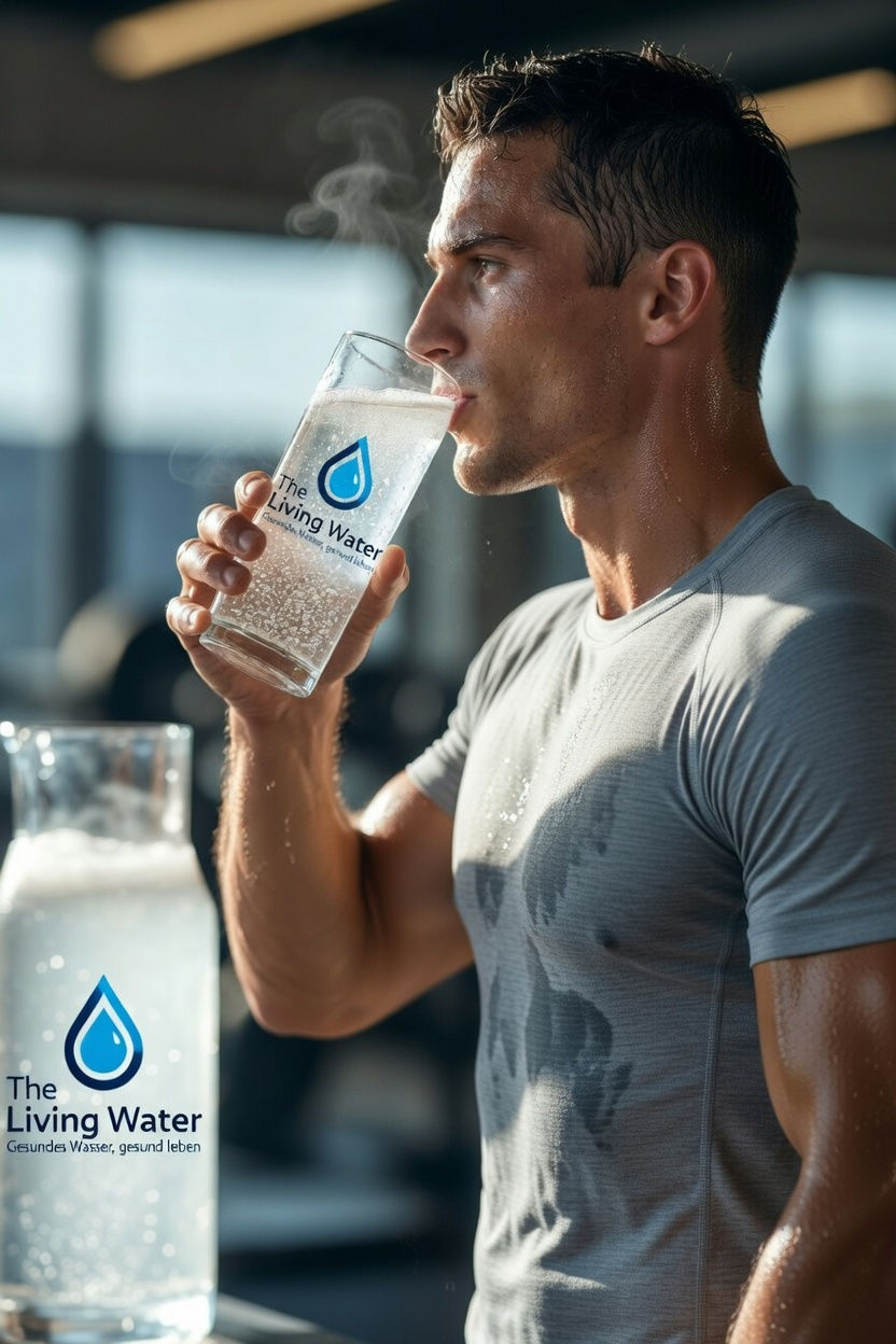 Ein Sportler trinkt Kangenwasser