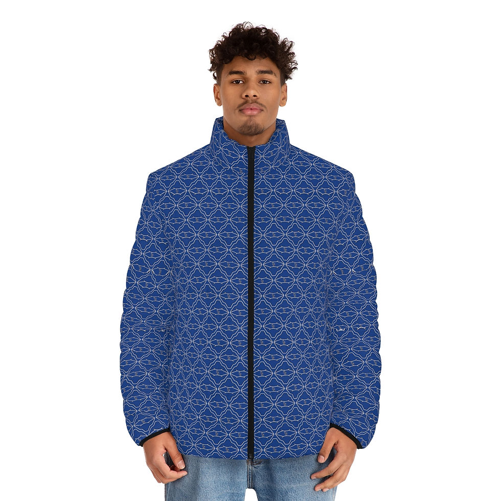 Thumbnail: Liveezy Studios Logo Pattern Men's Puffer Jacket (AOP)