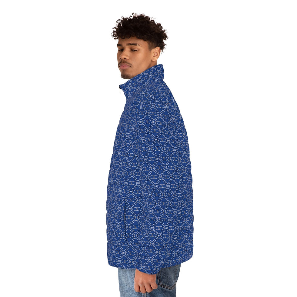 Thumbnail: Liveezy Studios Logo Pattern Men's Puffer Jacket (AOP)