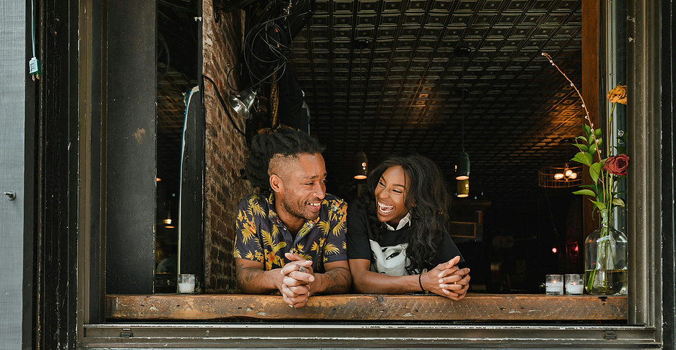 Business owners laughing