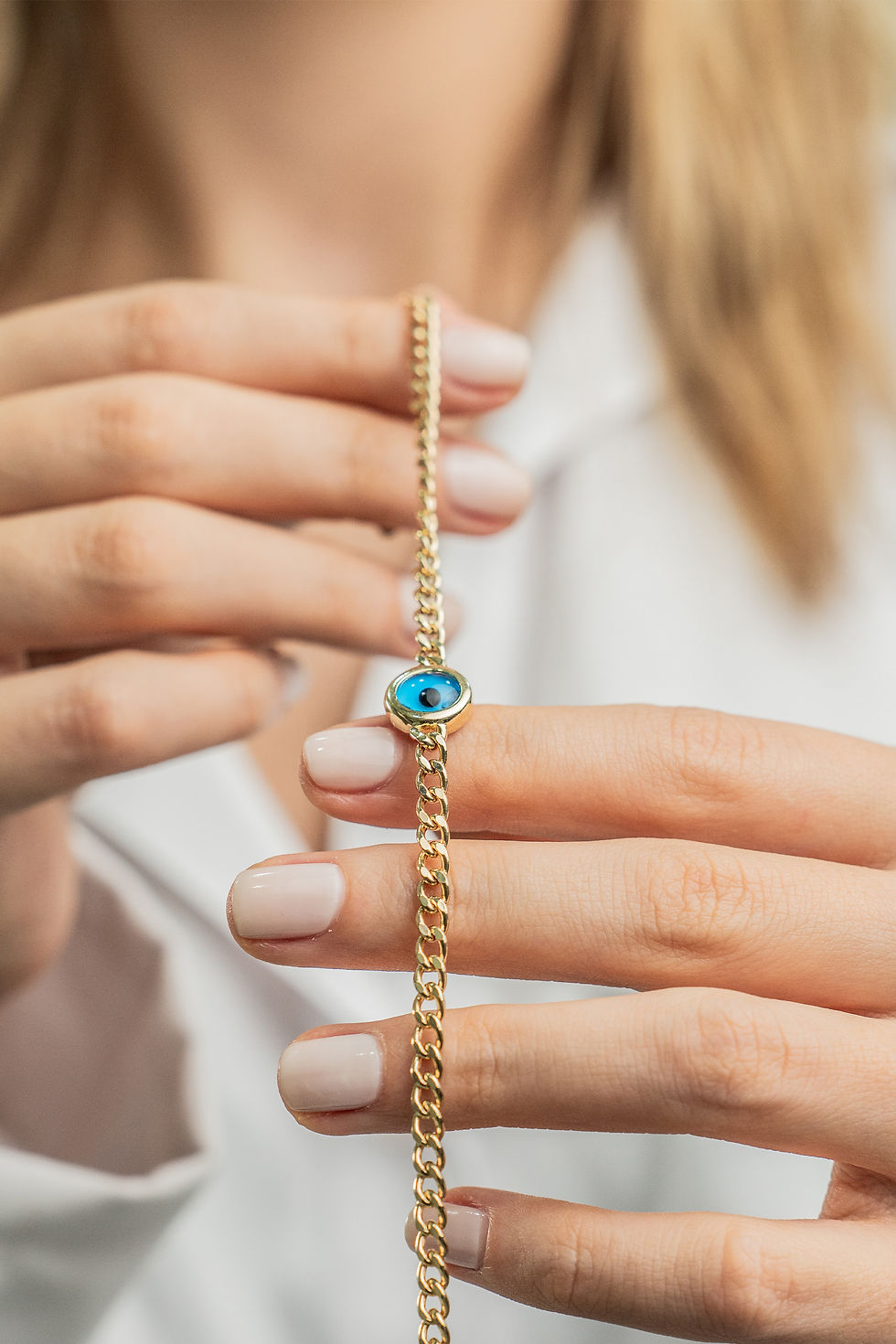 Küçük resim: Nazar Boncuklu Altın Bileklik - 14 Ayar, 5,19 Gram