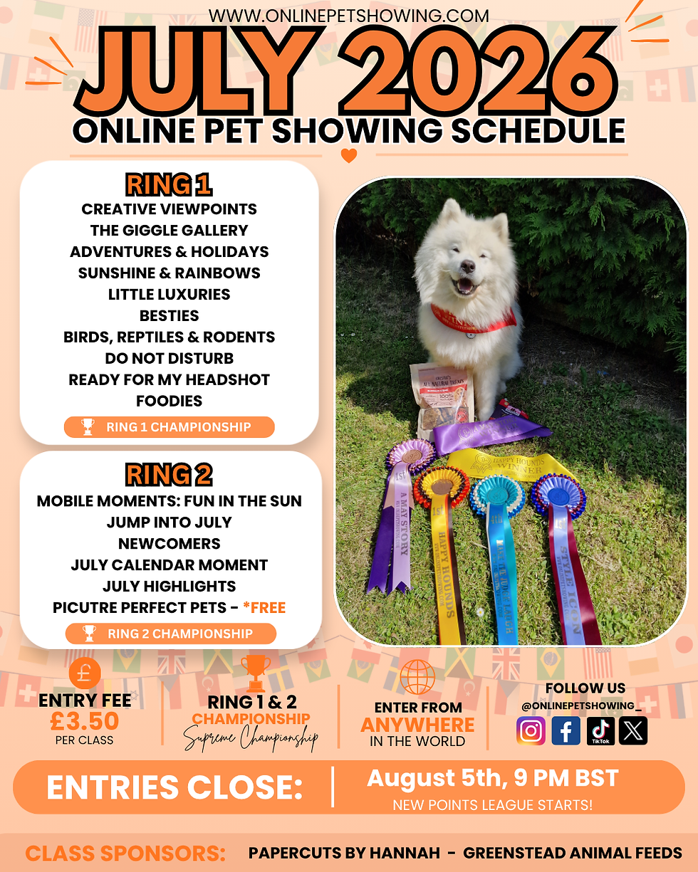 online pet showing schedule for dogs and cats