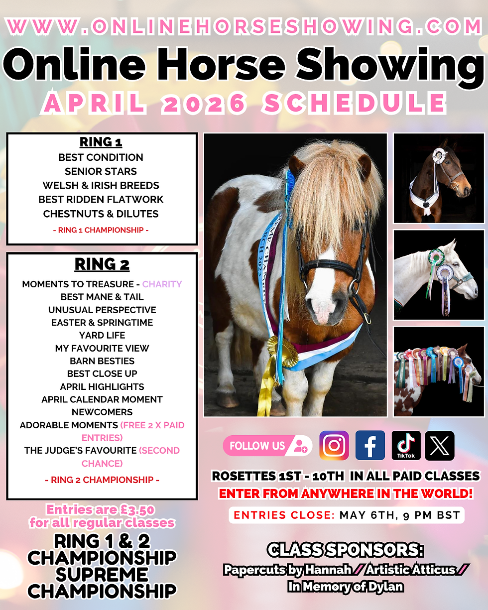 March 2026 online horse show schedule virtual horse show classes worldwide