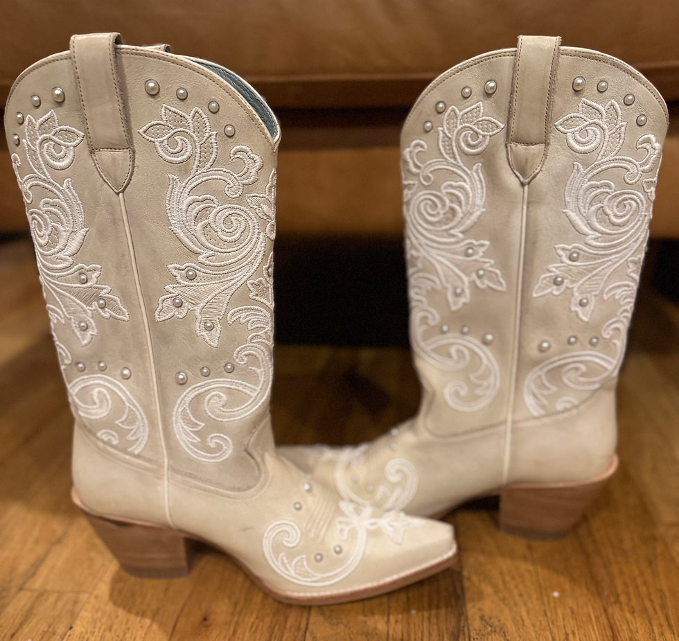 Thumbnail: Preloved (Return) - Size 10 - Shyanne Western Leather Boots w/Pearl Detail