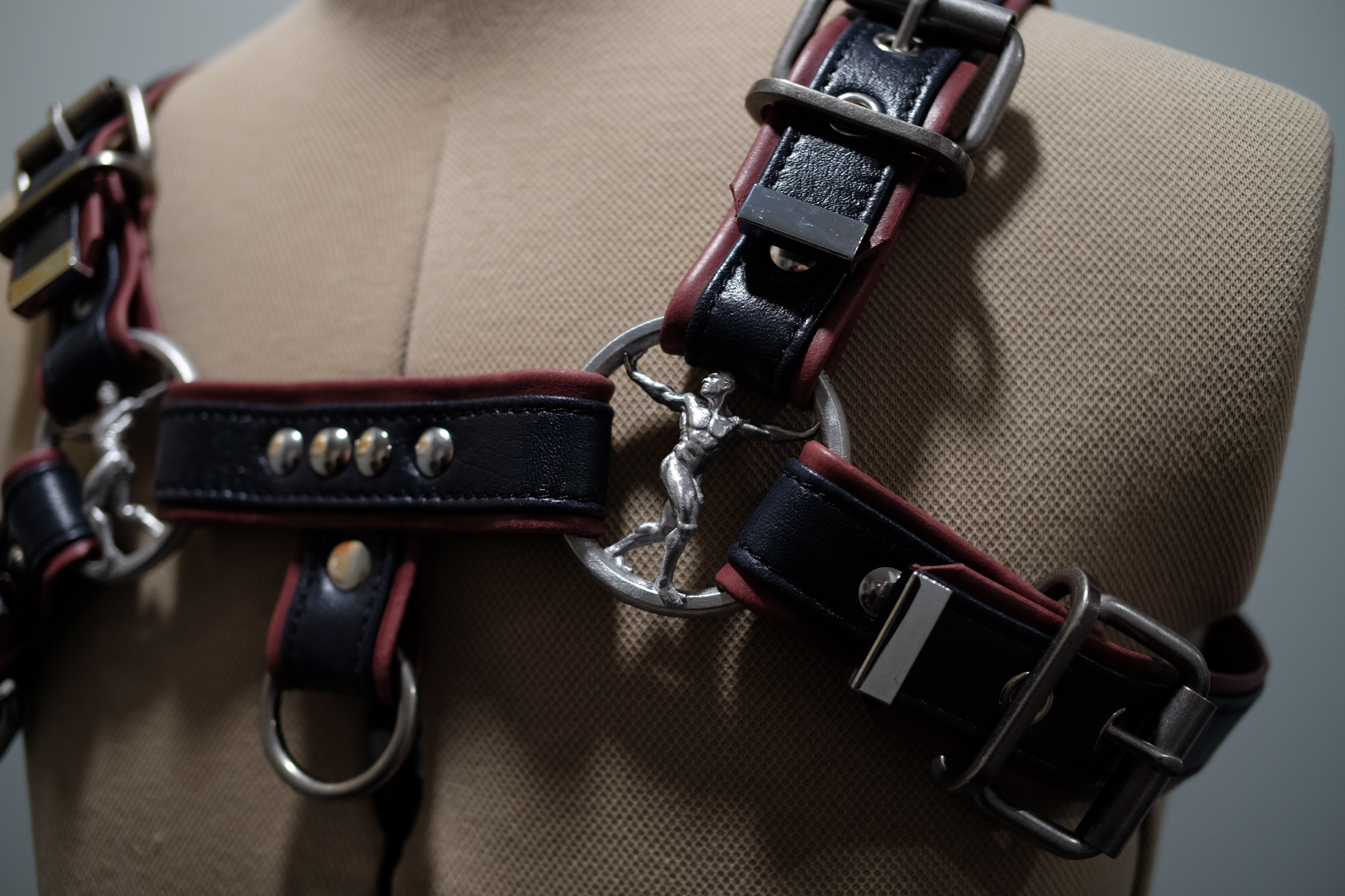 Custom Bulldog Harness (Burgundy and Midnight)