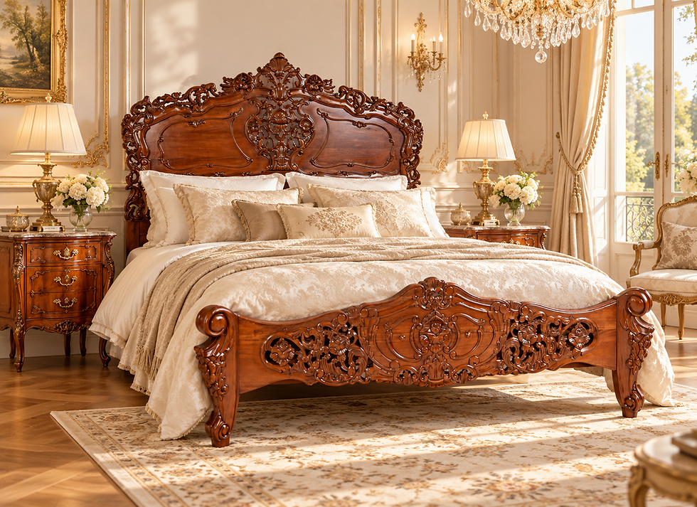 Thumbnail: Historic Four Poster Bed Sanssouci Palace Mahogany 160 x 200 cm