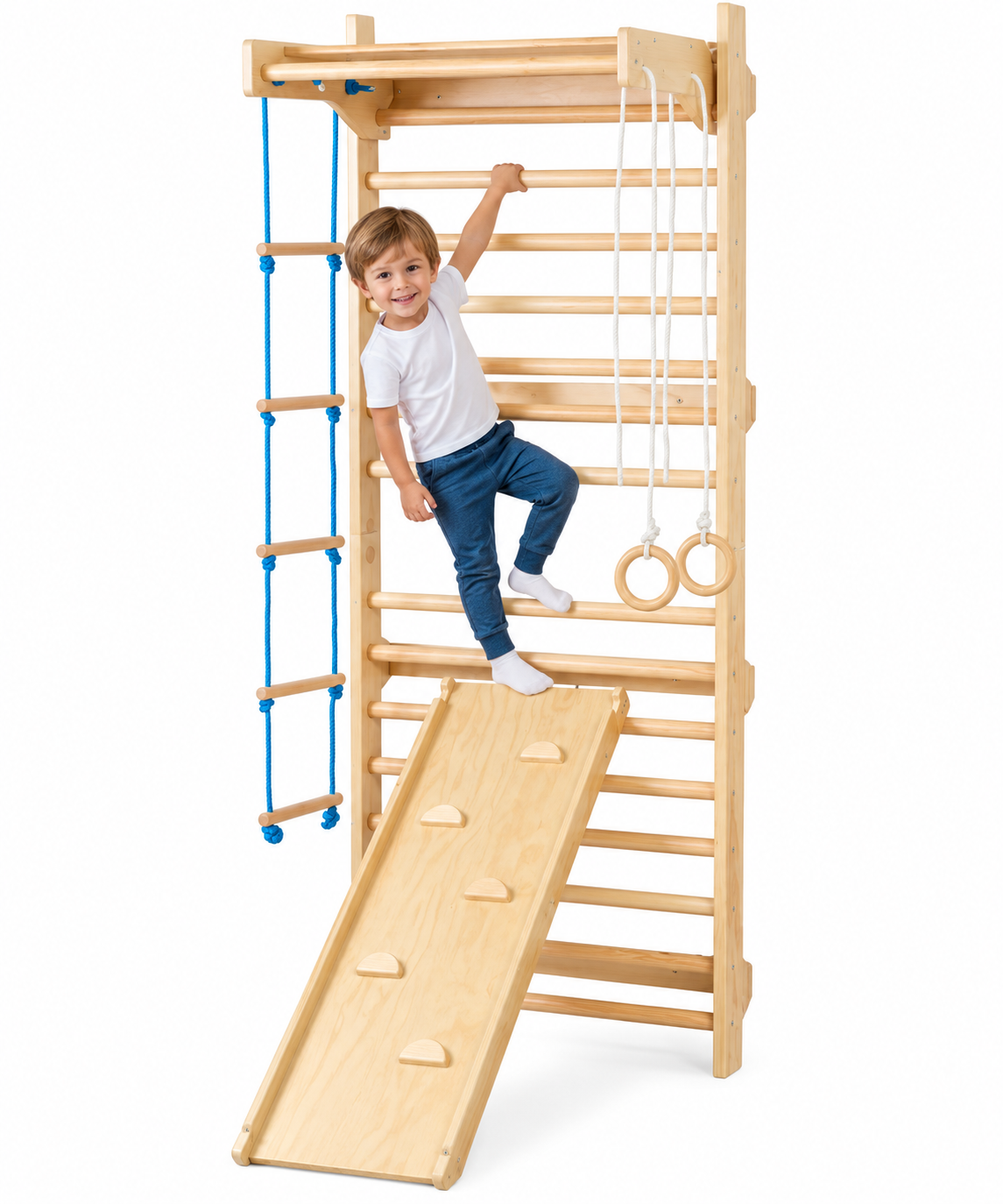 5-in-1 Wooden Swedish Wall Gym for Kids Swedish Ladder