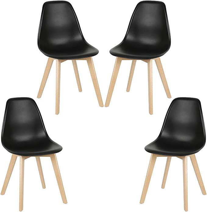 Thumbnail: SET OF 4 Dining Chairs with Solid Beech Wood Legs