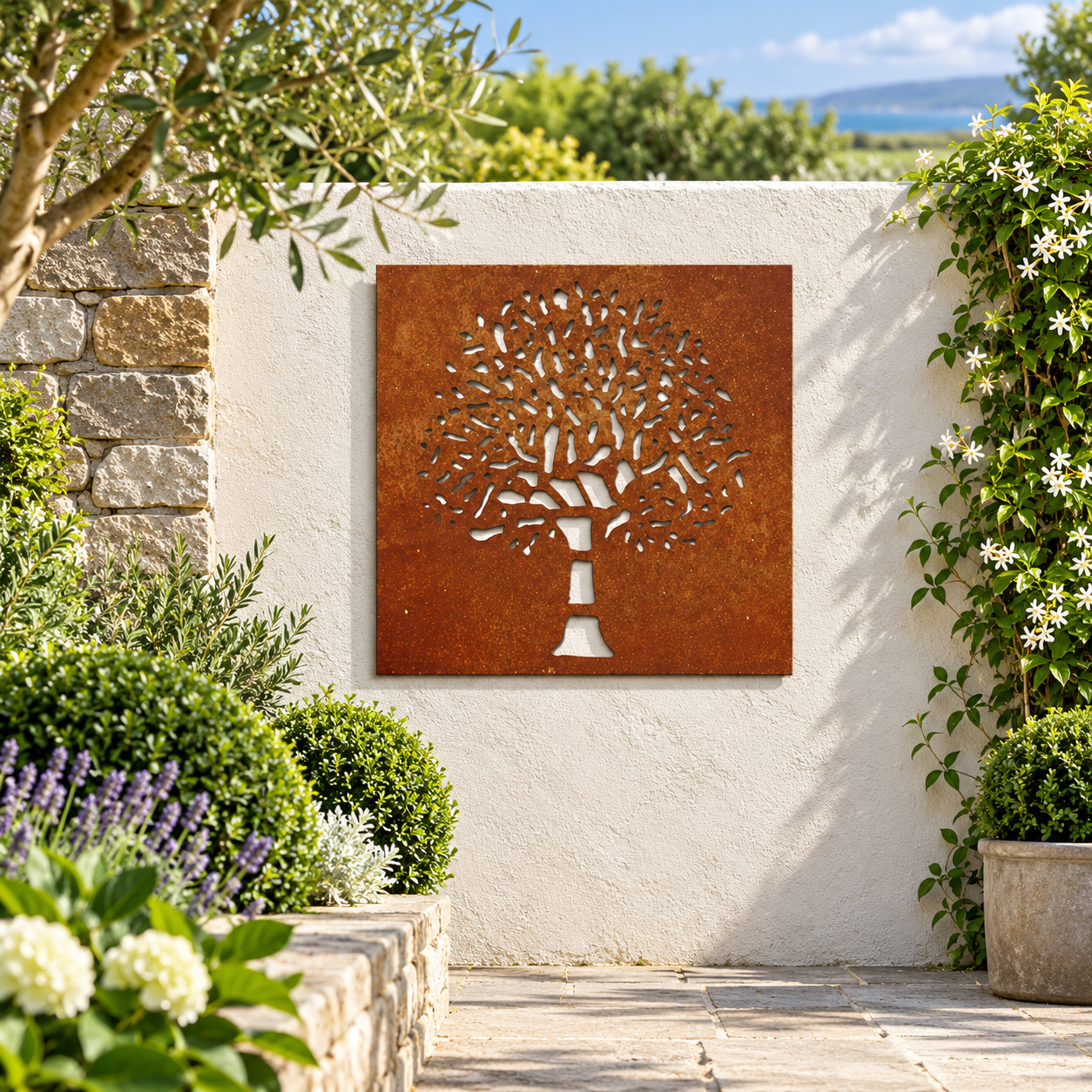 Corten Steel Tree Wall Art Garden Decoration 55 x 55 cm