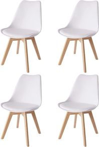 Set of 4 Dining Room Chairs Padded Chairs with Beech Wood Legs