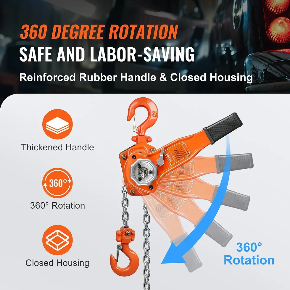 Thumbnail: Manual Lever Chain Hoist, 3/4 Ton 748 kg Capacity 1.5m Come Along, G80 Galvanize