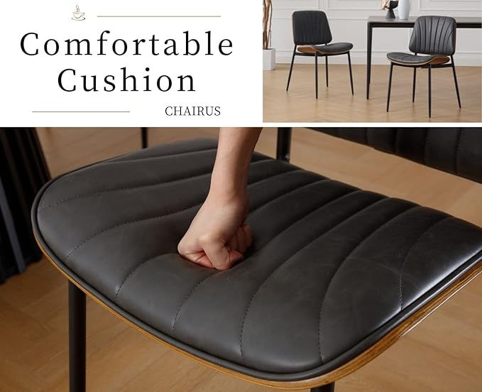 Thumbnail: Set of 2 Faux Leather Dining Chairs