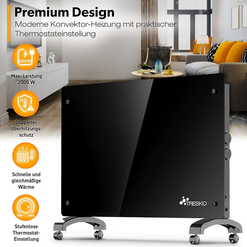 Thumbnail: Electric Heater 2000W Flat Glass Panel Black or White – Wall or Free-Standing
