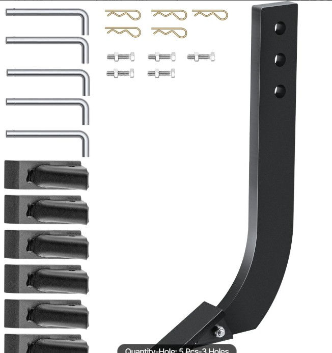Thumbnail: 5 Piece Box Blade Scarifier Shank Set – Heavy Duty Adjustable Tractor Ripper Tee