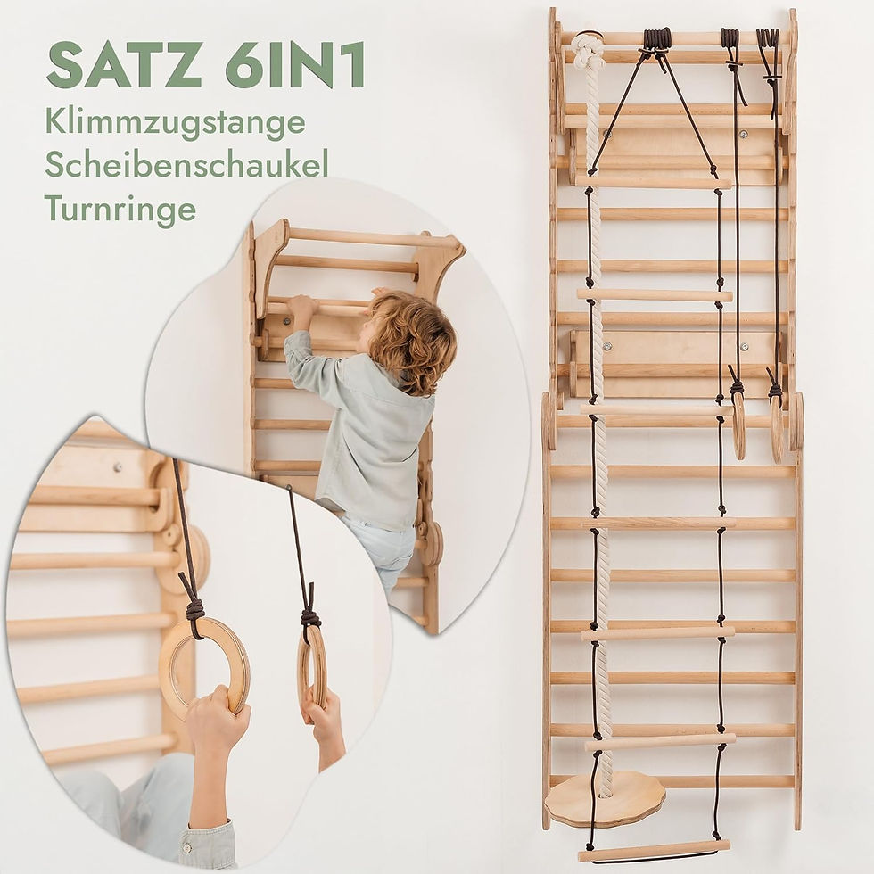 Thumbnail: 6-in-1 Wooden Swedish Wall & Slide Set