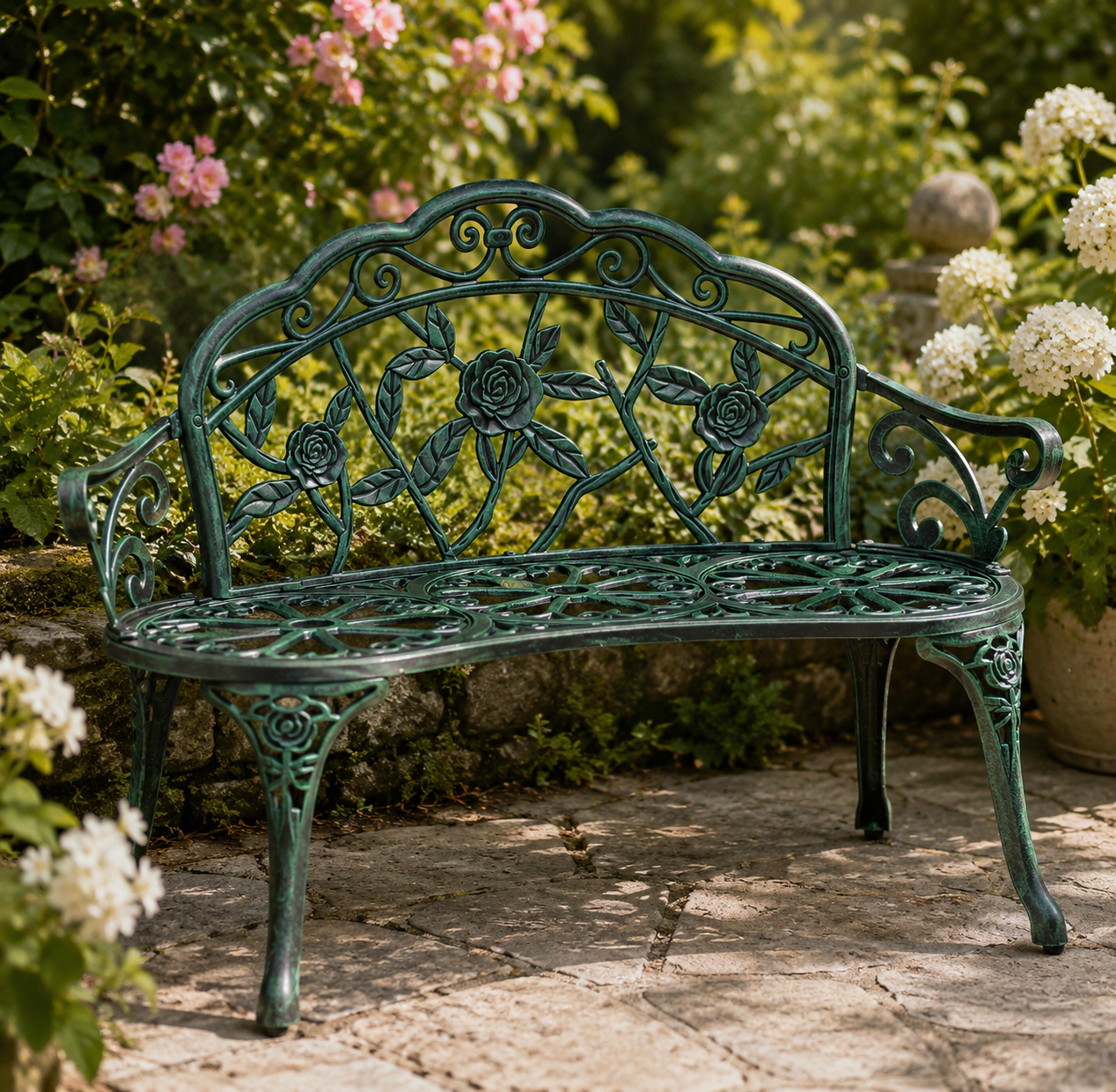 Vintage Garden Bench Roses