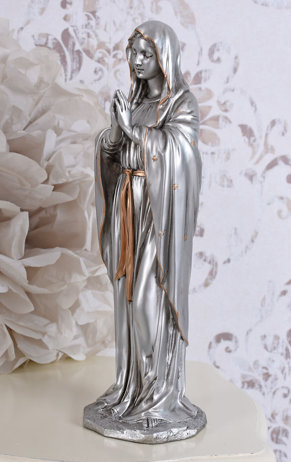 Thumbnail: Art Nouveau Figurine Madonna Statue Silver Sculpture Church Figurine Mar