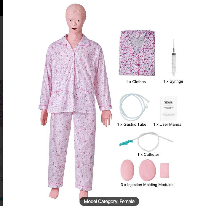 Nursing Training Manikin – Life Size Male or Female Patient Care Simulator for E