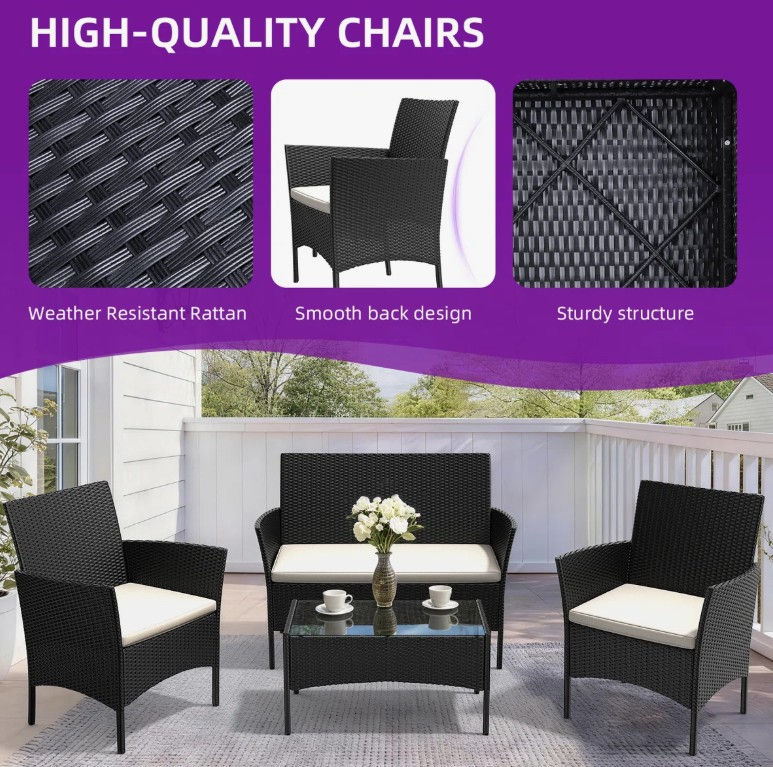 Thumbnail: Rattan Garden Furniture Set – 4 Piece