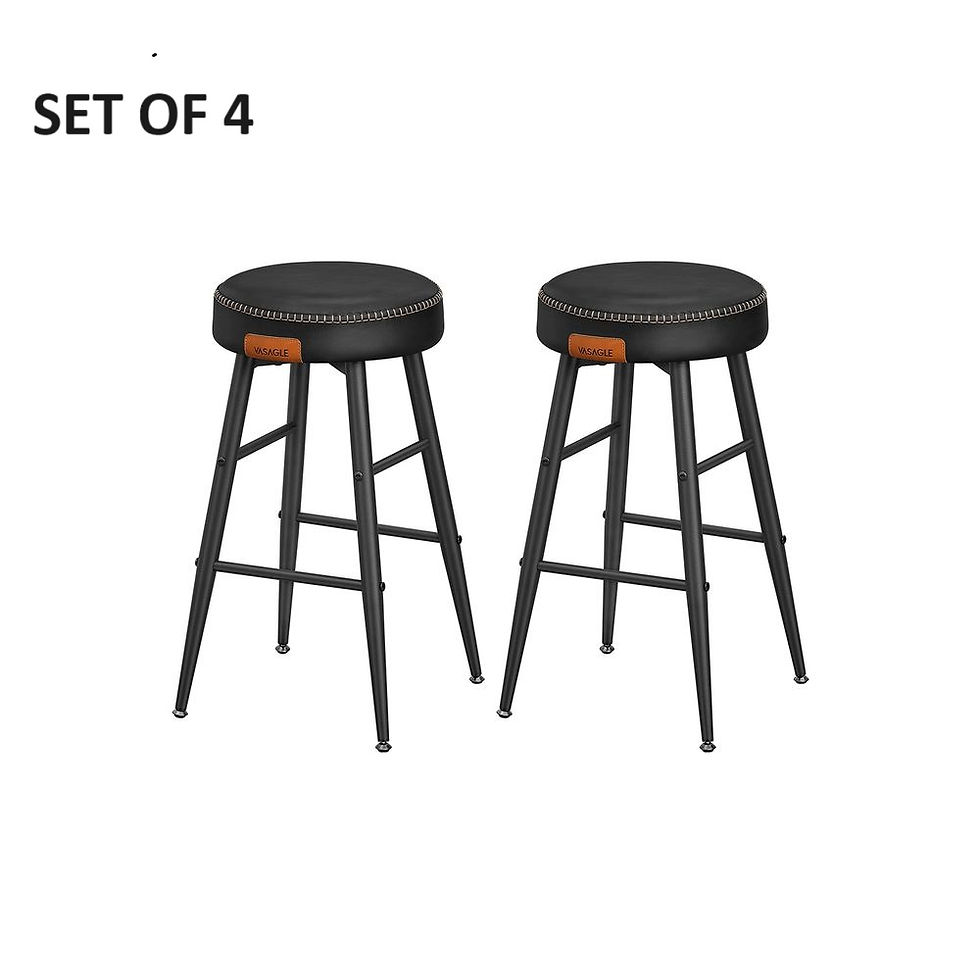 Thumbnail: Bar Stools Set of 4 Bar Stools Kitchen Chairs Faux Leather Mid-Century