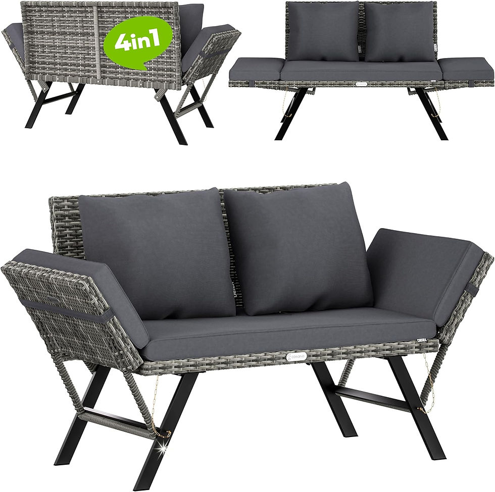 Thumbnail: Polyrattan Garden Bench with Reclining Function Cushion Adjustable Armrests Wea