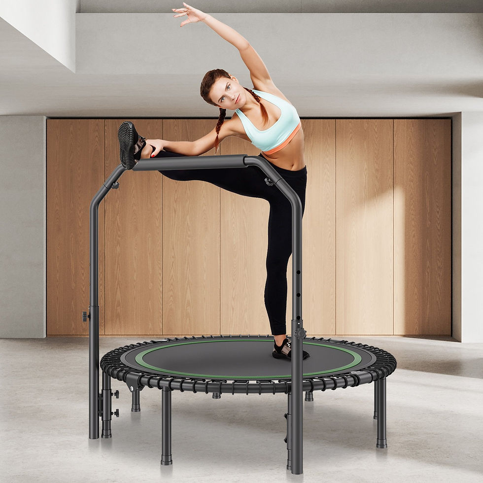 Thumbnail: Foldable Mini Fitness Trampoline Adults Exercise Rebounder with Handle