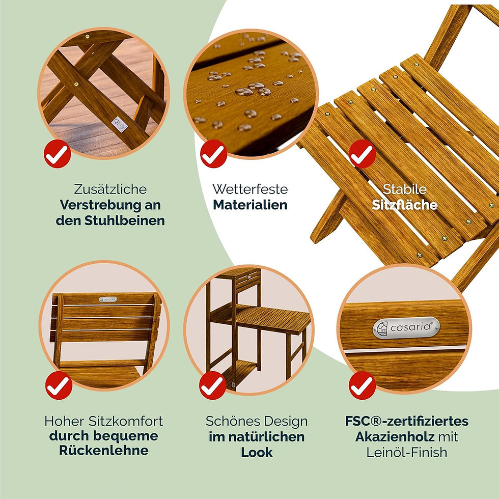 Thumbnail: Folding Bistro Set for 2 – Acacia Wood with Storage Shelves & 2 Chair
