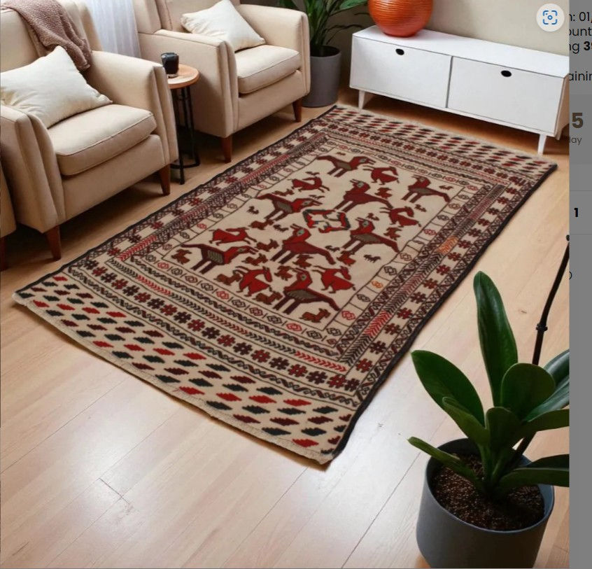 Thumbnail: Afghan Tribal Kilim Rug – Adarskan 111x203 cm