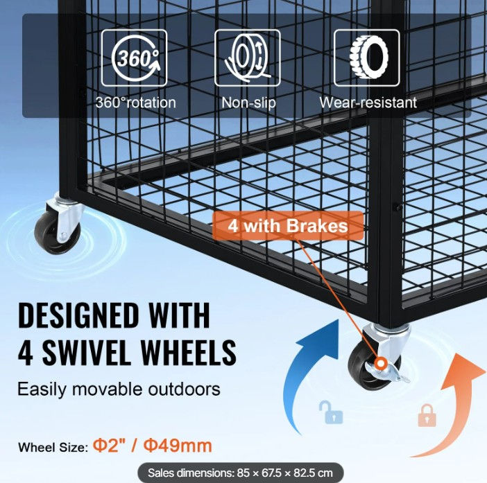 Thumbnail: Rolling Sports Ball Storage Cart, Lockable Basketball Cage