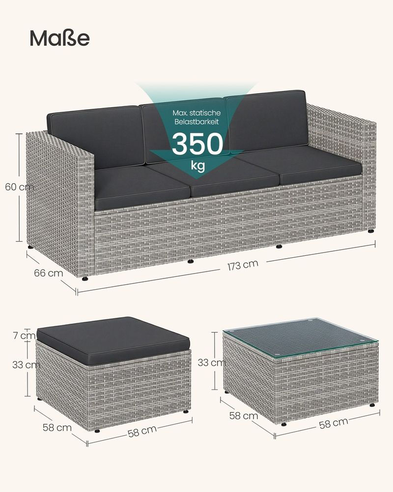 Thumbnail: Rattan Garden Corner Sofa Set with Coffee Table and Footstool