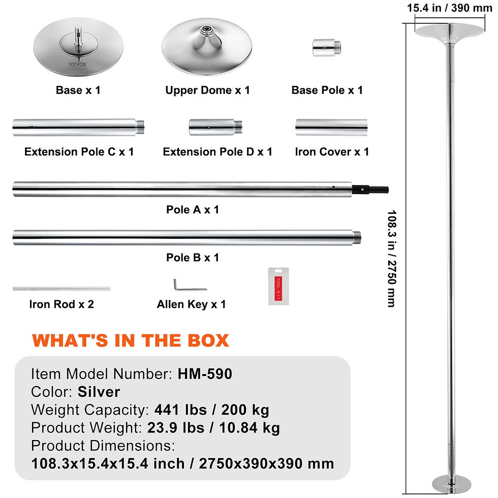Thumbnail: Professional Dancing Pole, Spinning Static Dancing Pole Kit, Portable Removable