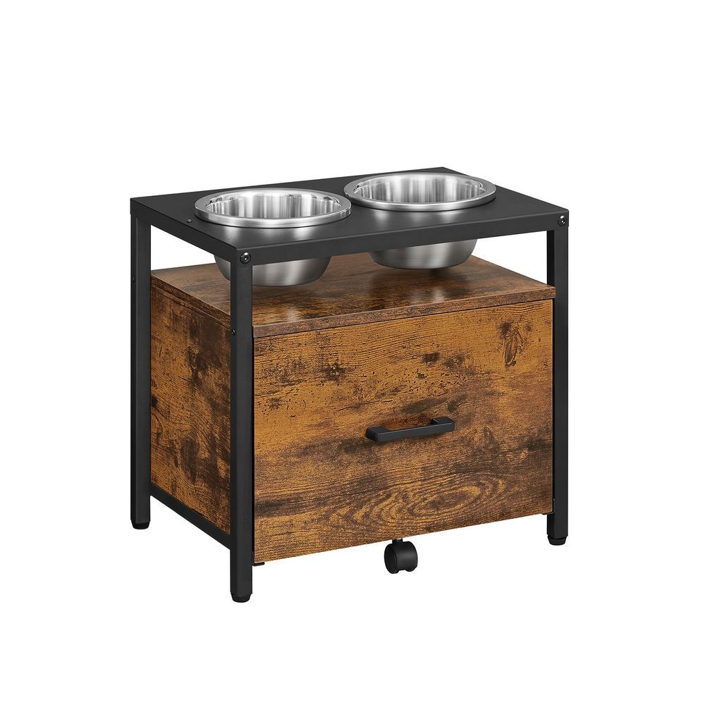 Dog Bowls Raised with Frame and Drawer
