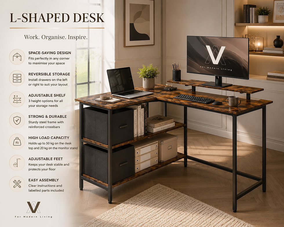 Thumbnail: L-shaped desk with 2 drawers