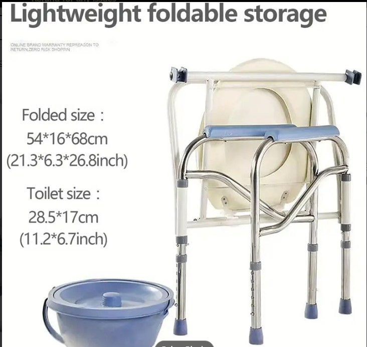 Thumbnail: Foldable Commode Chair with Adjustable Height