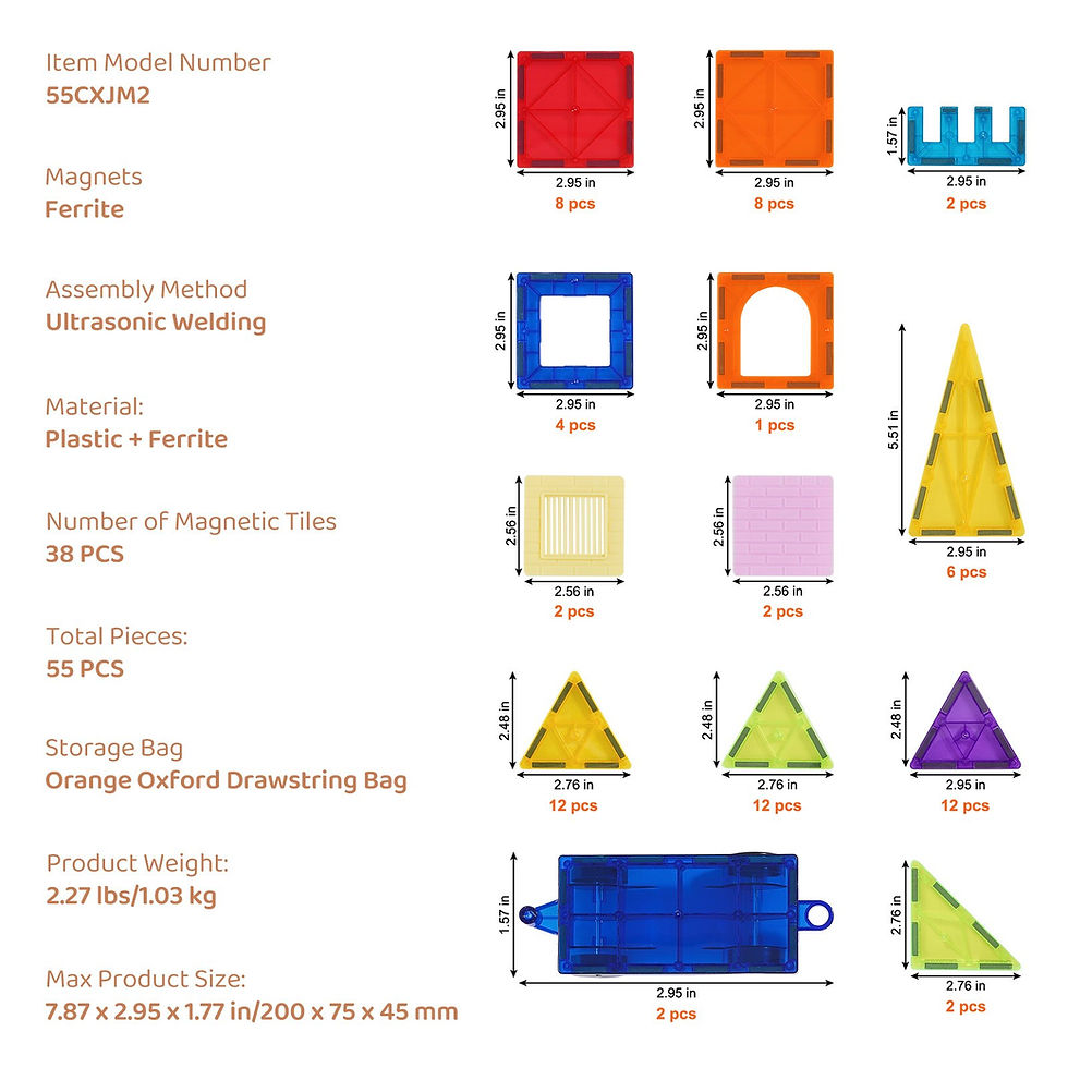 Thumbnail: Magnetic Tiles Magnetic Building Toy Magnet Blocks for Kids 3D Set