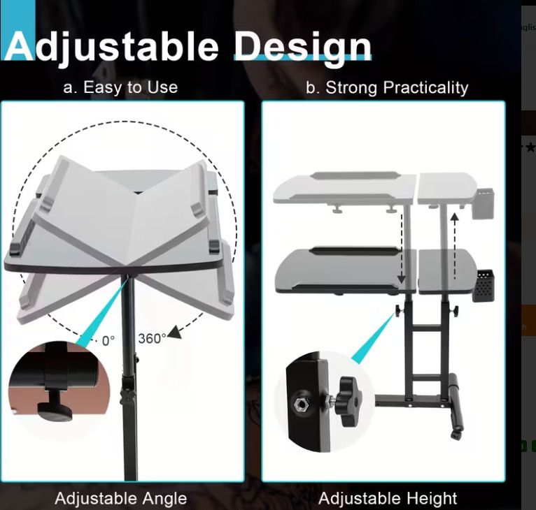Thumbnail: Portable Tattoo Workbench with Wheels – Adjustable Height