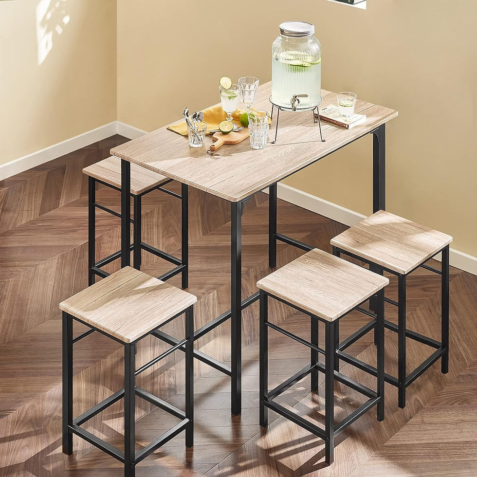 Thumbnail: Industrial Bar Table & 4 Stools Set Natural Oak Colour