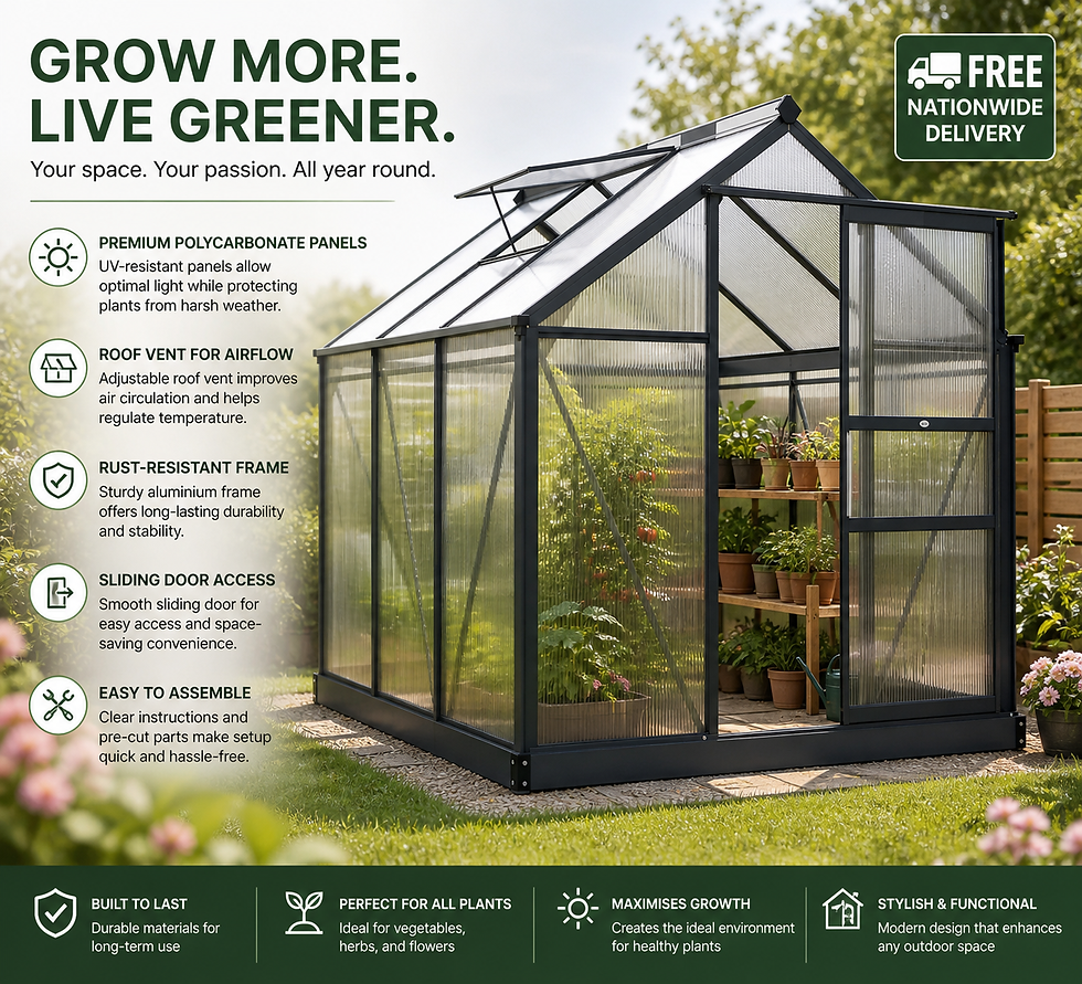 Thumbnail: 6 x 6ft Polycarbonate Greenhouse
