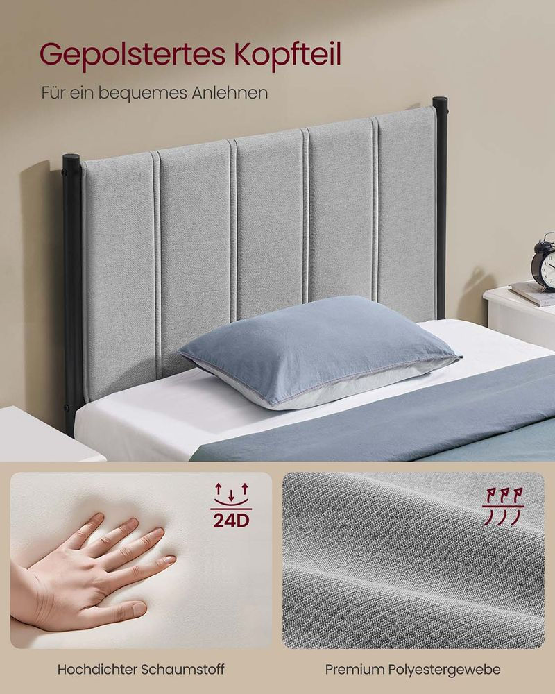 Thumbnail: Sturdy Double Bed Frame with Foam Headboard and Underbed Storage