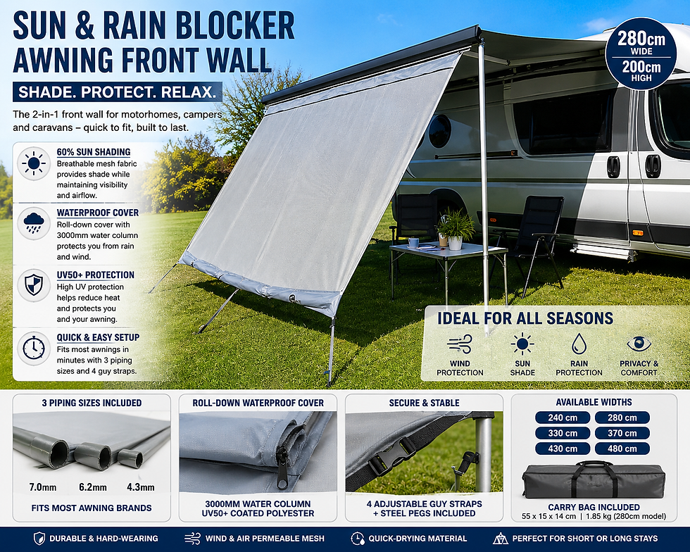 Thumbnail: Sun + Rain Blocker 2.8 x 2 m - Front wall for awning