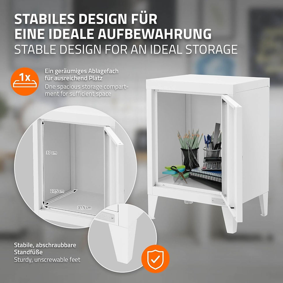 Thumbnail: Filing Cabinet 40 x 30 x 57.5 cm, White, Steel, Freestanding