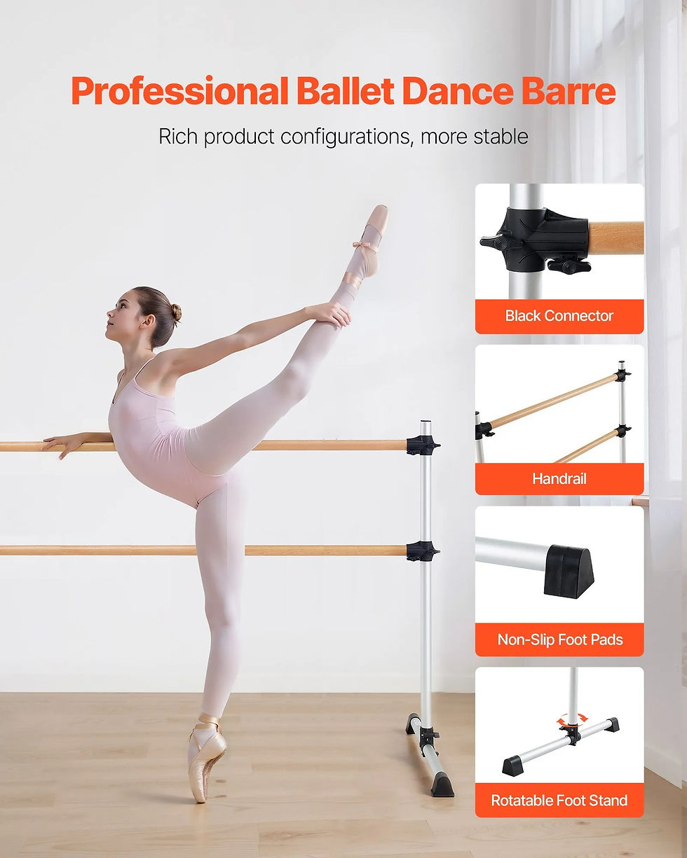 Thumbnail: Portable Adjustable Ballet Dance Barre – Freestanding Double Wooden Bar