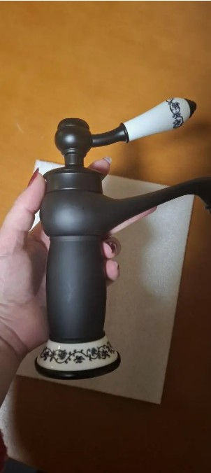 Thumbnail: Antique Black Basin Faucet – Solid Brass Vintage Tap with Ceramic Handle (Hot &