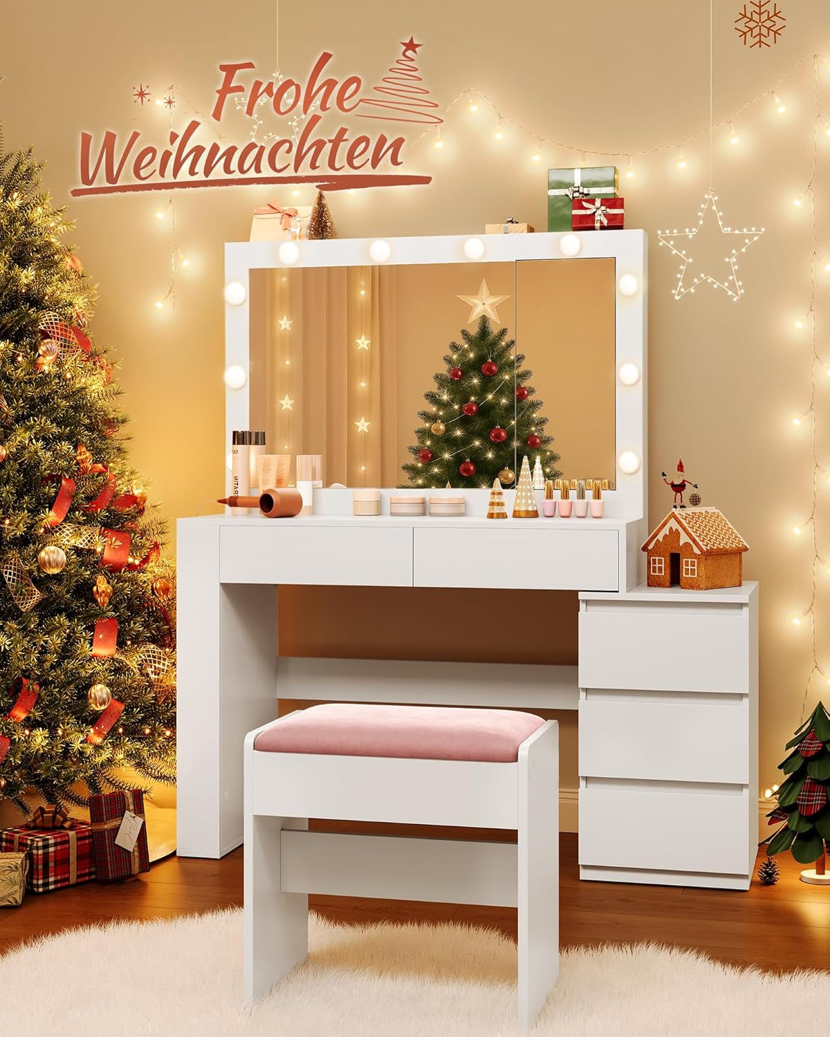 Dressing Table with LED Lighting  Stool XL Mirror